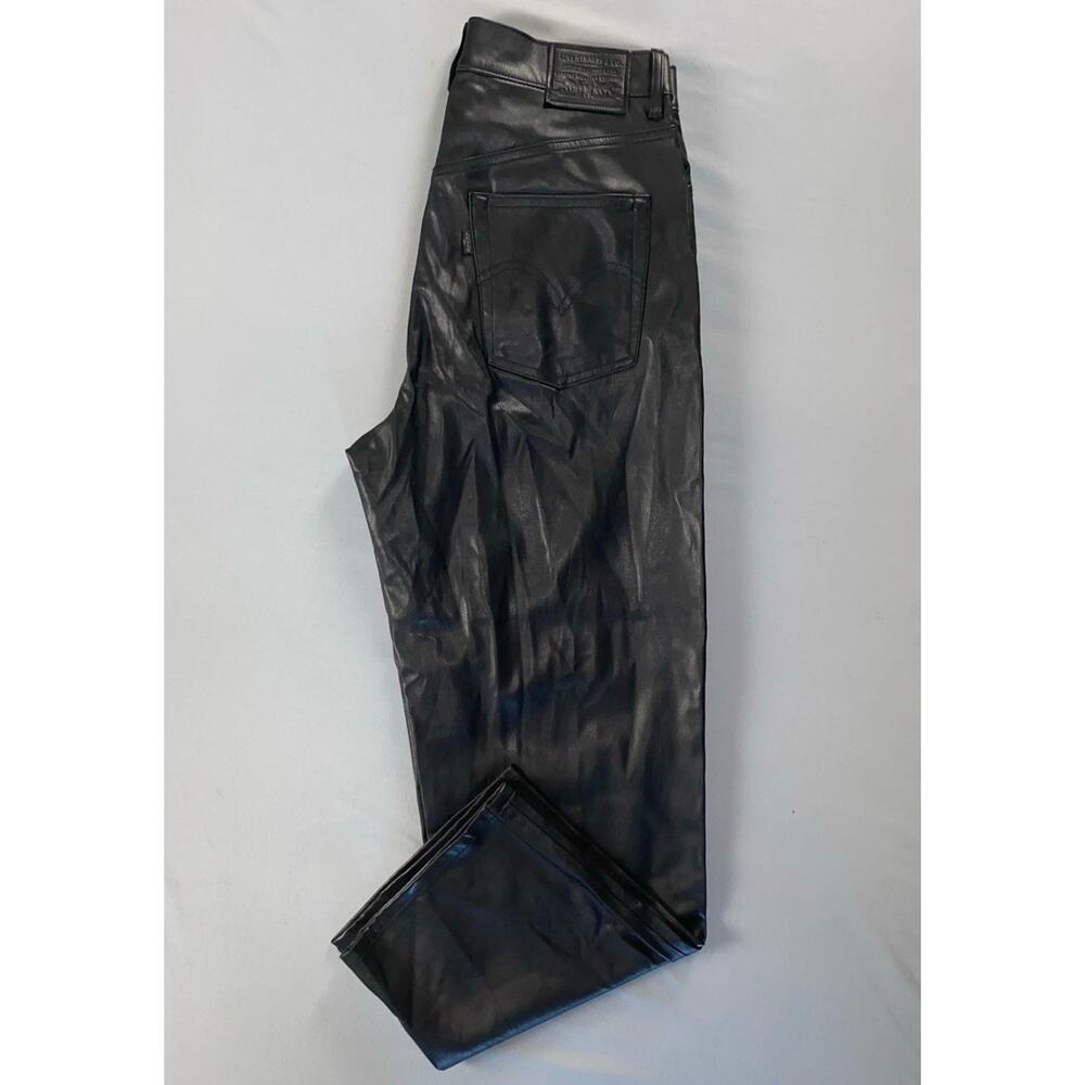 Levi's 'Ribcage Straight' Coated Faux Leather Jeans, Pants. Black, Women's 27.
